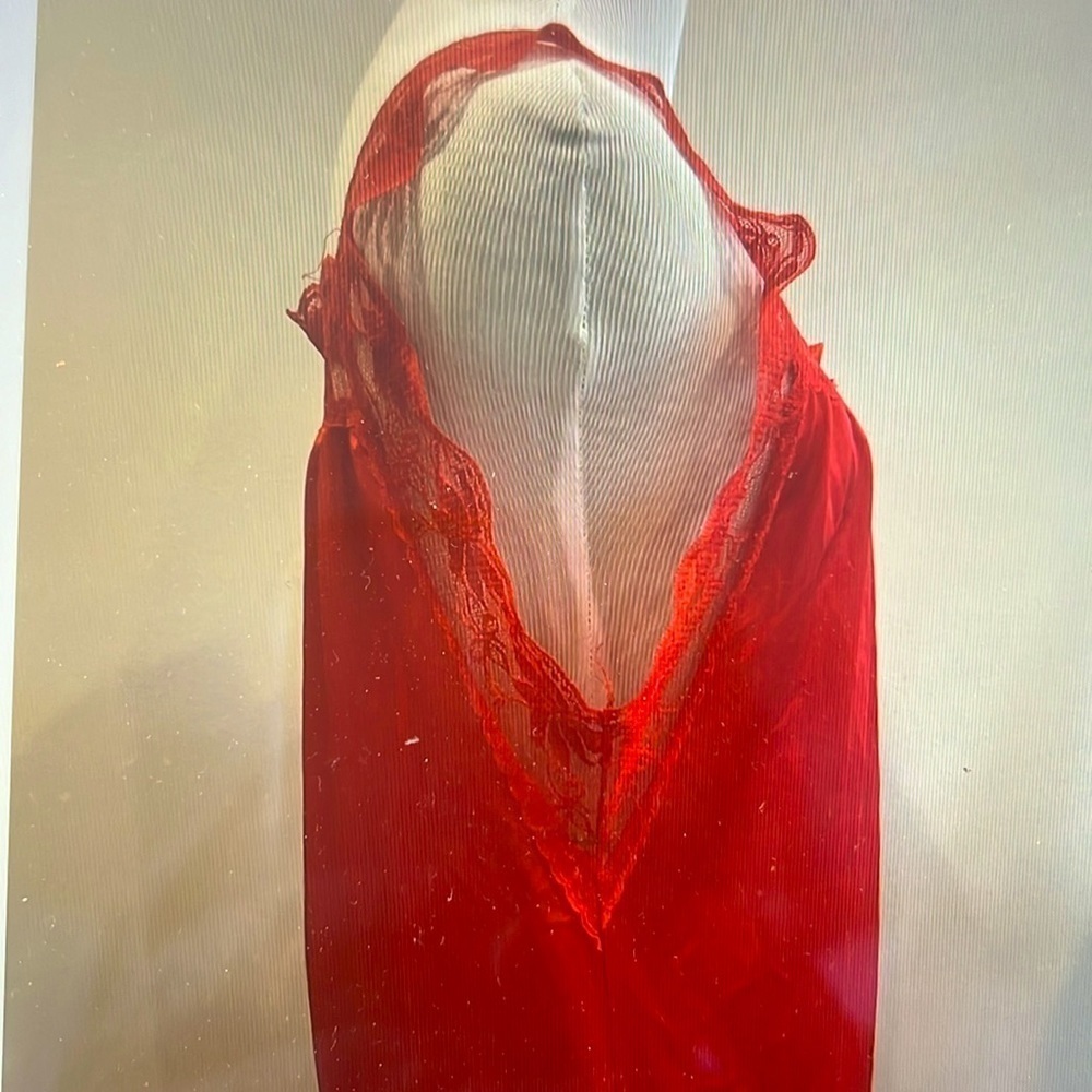 Glencraft Red Nylon Lace Nightgown Small - Picture 6 of 8